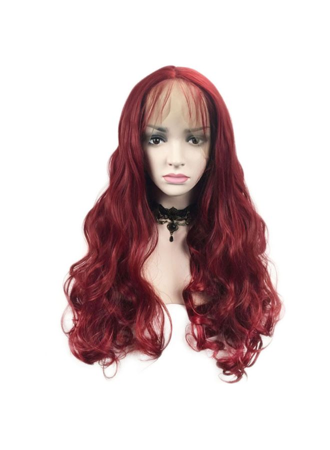 Voberry Curly Glueless Full Lace Wig Wine Red 10x10x10cm - Image 4