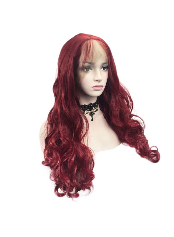 Voberry Curly Glueless Full Lace Wig Wine Red 10x10x10cm - Image 5