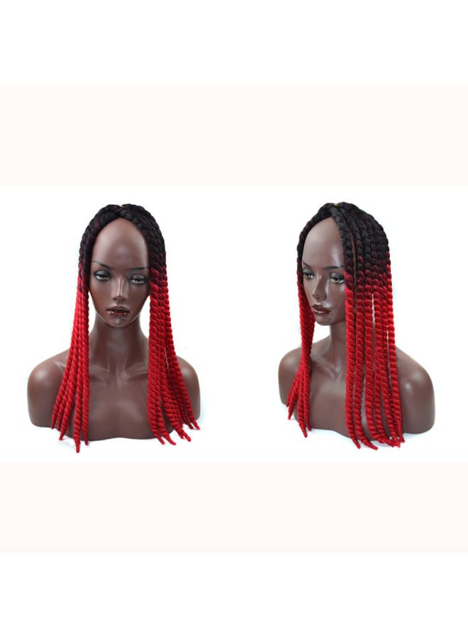 Voberry Synthetic Gradient Twist Crochet Braids Wig Black/Red 15x20x3cm - Image 2