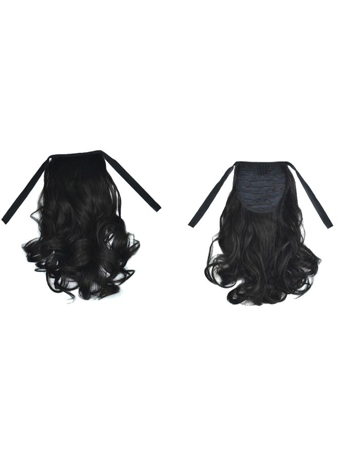Voberry Ribbon Wavy Curly Short Ponytail Horsetail Wig Black 20x20x3cm - Image 2