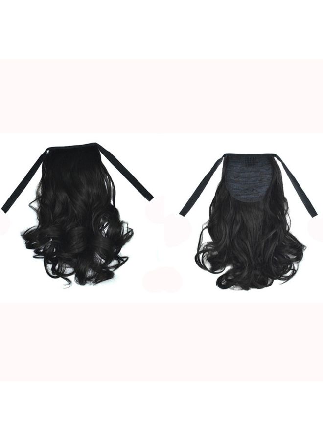 Voberry Ribbon Wavy Curly Short Ponytail Horsetail Wig Black 20x20x3cm - Image 3