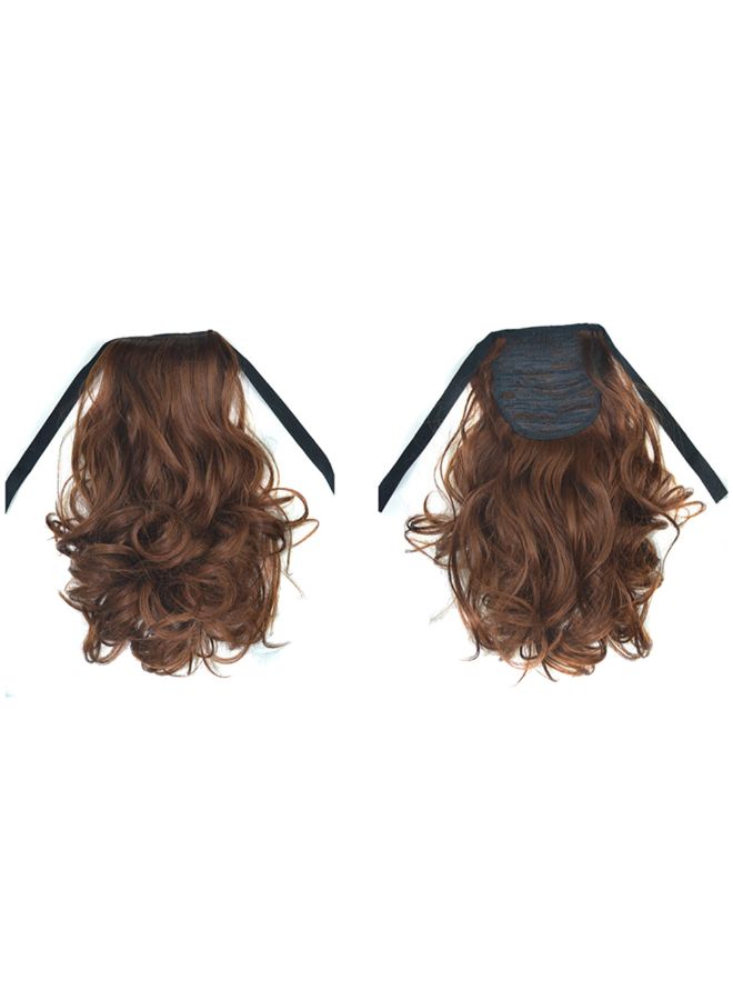 فوبيري شعر مستعار مموج ومجعد وقصير وبقصة ذيل الحصان ومزود بشريط للزينة بني 20x20x3سم - Image 2