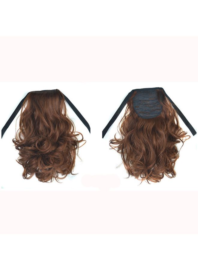 فوبيري شعر مستعار مموج ومجعد وقصير وبقصة ذيل الحصان ومزود بشريط للزينة بني 20x20x3سم - Image 3