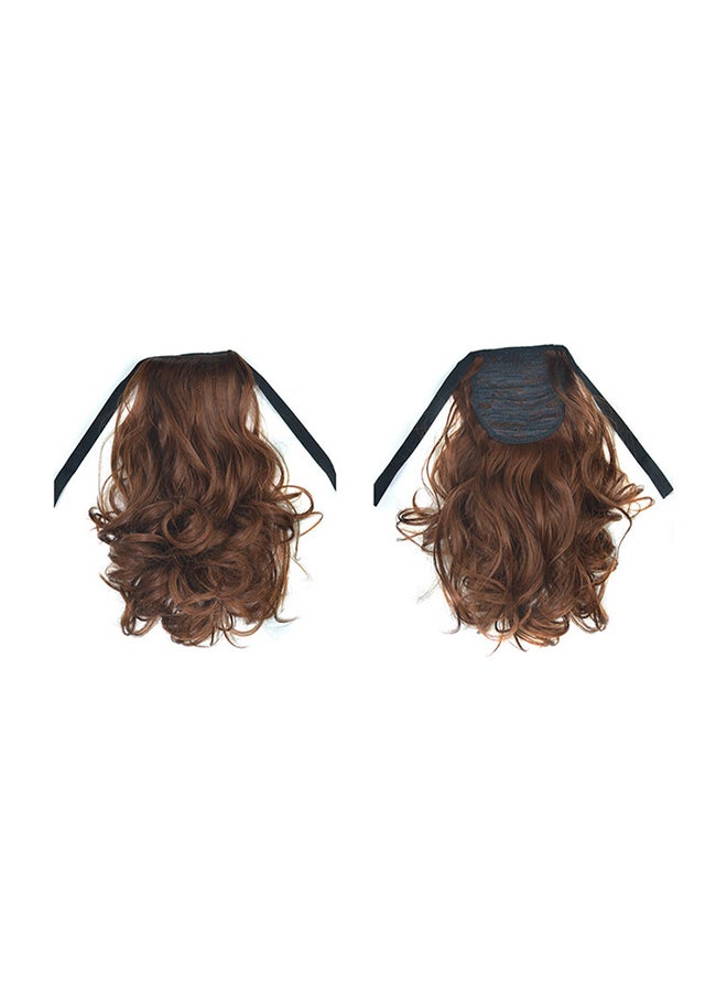 فوبيري شعر مستعار مموج ومجعد وقصير وبقصة ذيل الحصان ومزود بشريط للزينة بني 20x20x3سم - Image 1