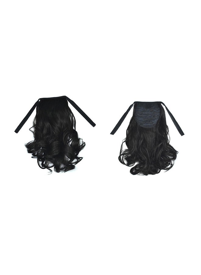 Voberry Ribbon Wavy Curly Short Ponytail Horsetail Wig Black 20x20x3cm - Image 1