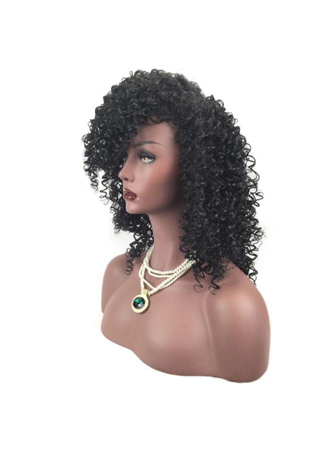 فوبيري شعر مستعار مجعد مقاوم للحرارة مصنوع من الألياف الصناعية أسود 20x12x3سم - Image 3