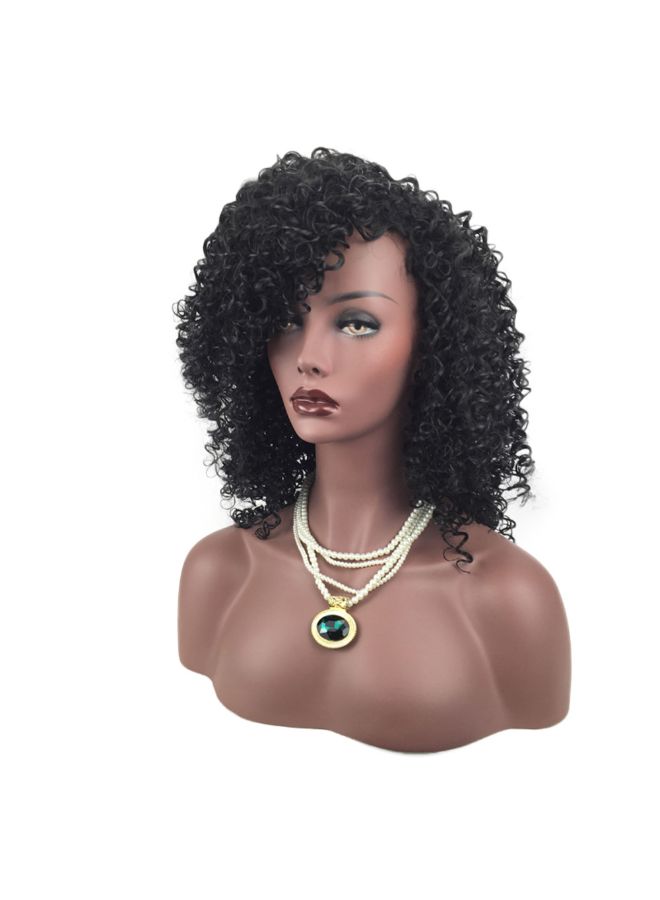 فوبيري شعر مستعار مجعد مقاوم للحرارة مصنوع من الألياف الصناعية أسود 20x12x3سم - Image 4