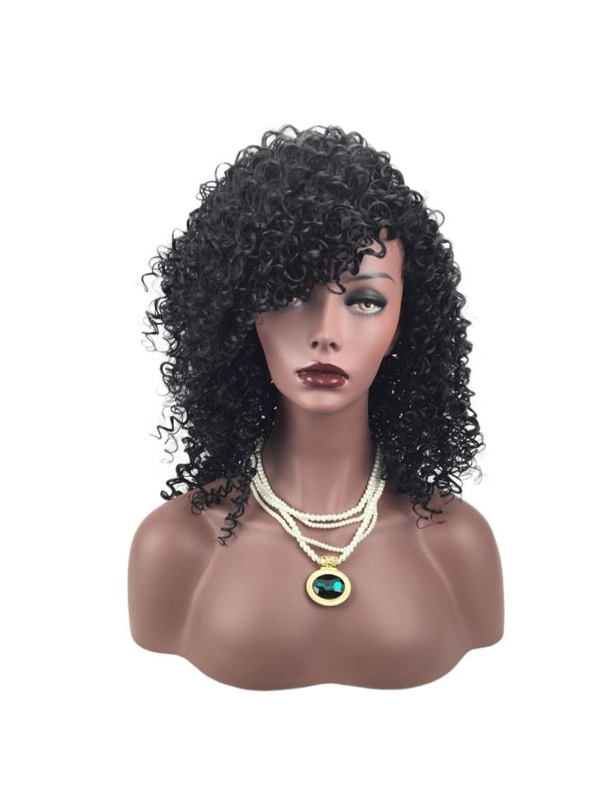 فوبيري شعر مستعار مجعد مقاوم للحرارة مصنوع من الألياف الصناعية أسود 20x12x3سم - Image 5