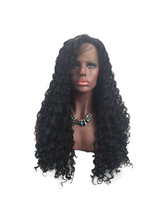 Voberry Synthetic Curly Front Lace Hair Wigs Black 20x18x3cm - Image 5