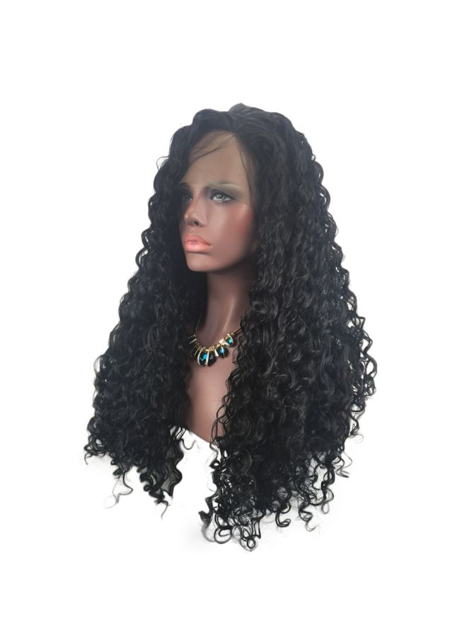 Voberry Synthetic Curly Front Lace Hair Wigs Black 20x18x3cm - Image 2