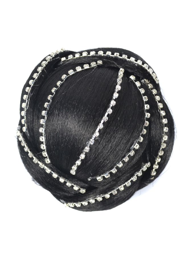 Voberry Ponytail Holder Hairpiece Diamond Wig Black 12x12x5cm - Image 2