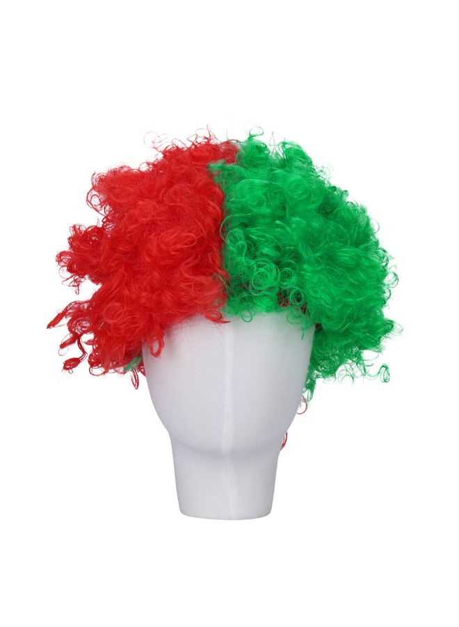 Voberry Russia 2018 Football Theme Fluffy  Wig Red/Green 18x10x5cm - Image 2