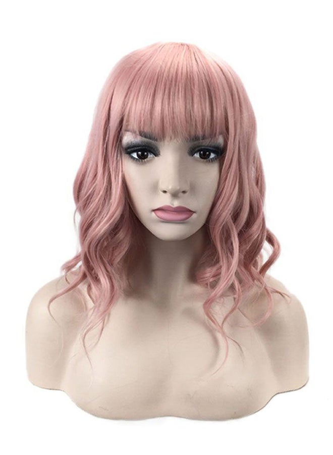 Voberry Synthetic Short Curly Wig With Air Bang Rose 20x18x3cm - Image 1