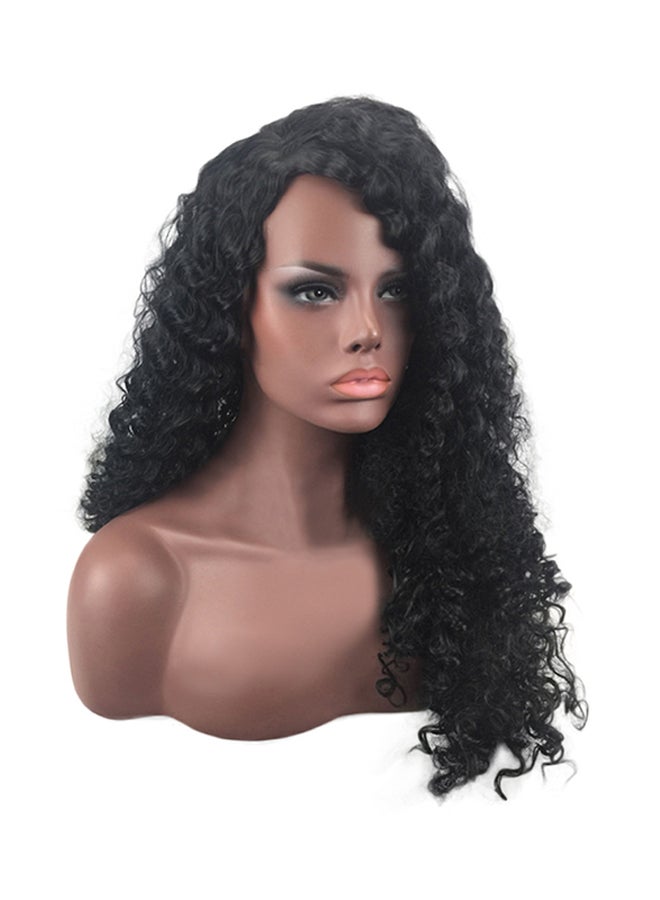 Voberry Brazilian Short Wavy Curly Parting High Temperature Fiber Wig Black 20x18x3cm - Image 1