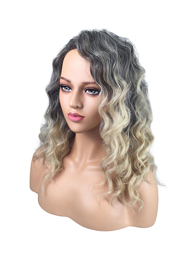 Voberry Curly Handmade Heat Resistance Synthetic Wig Black/Beige 22x18x3cm - Image 1