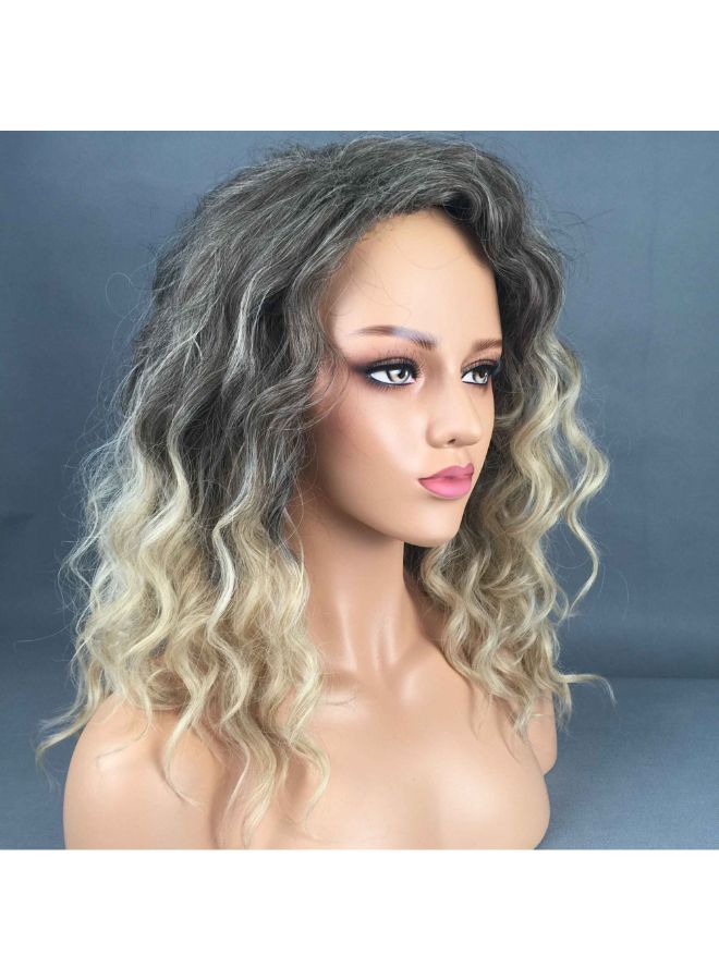 Voberry Curly Handmade Heat Resistance Synthetic Wig Black/Beige 22x18x3cm - Image 4