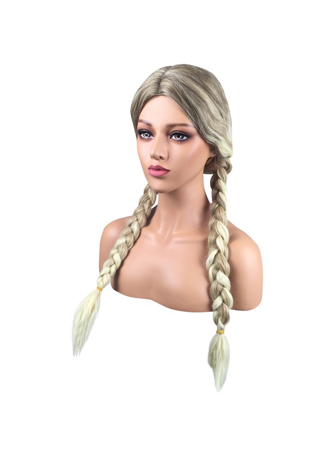 فوبيري شعر مستعار صناعي برباط مزدوج وبضفيرتين وشعر صغير بالجبهة ذهبي 22x18x3سم - Image 3