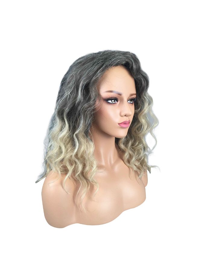 Voberry Curly Handmade Heat Resistance Synthetic Wig Black/Beige 22x18x3cm - Image 5