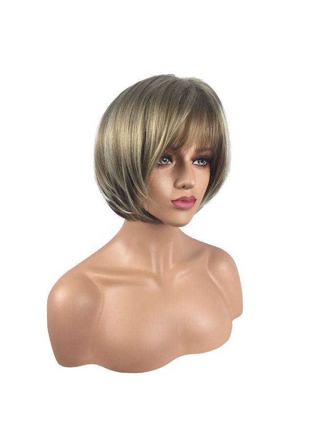 فوبيري شعر مستعار قصير مصنوع من ألياف صناعية بتسريحة مستقيمة ومنفوشة ذهبي 20x18x3سم - Image 4