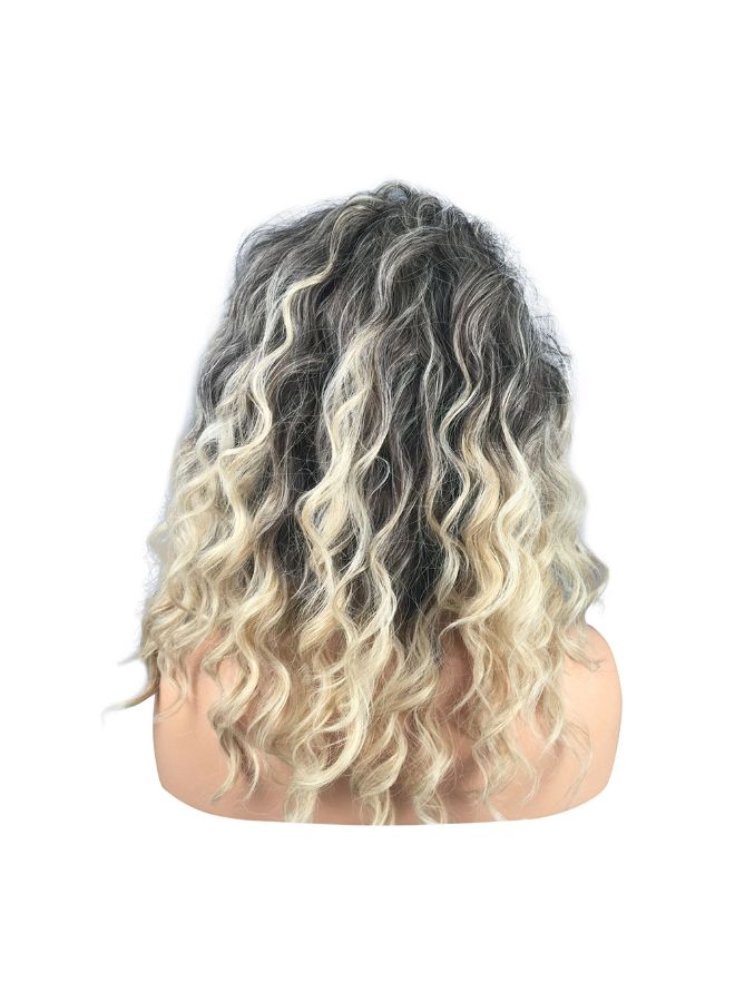 Voberry Curly Handmade Heat Resistance Synthetic Wig Black/Beige 22x18x3cm - Image 2