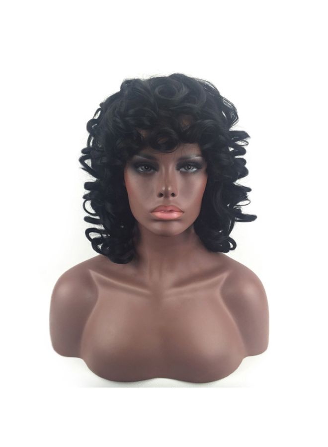 Voberry Brazilian Short Wavy Curly Parting High Temperature Fiber Wig Black 20x18x3cm - Image 3