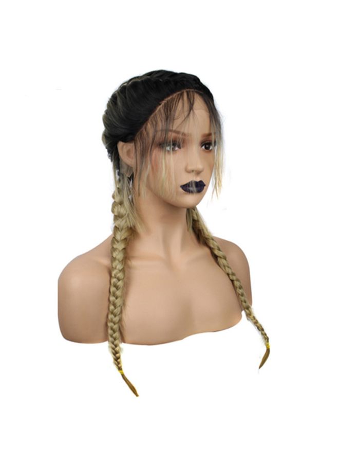 فوبيري شعر مستعار صناعي مضفر طويل بمقدمة من الدانتيل وبشعيرات ناعمة عند خط الشعر أسود 20x18x3سم - Image 3