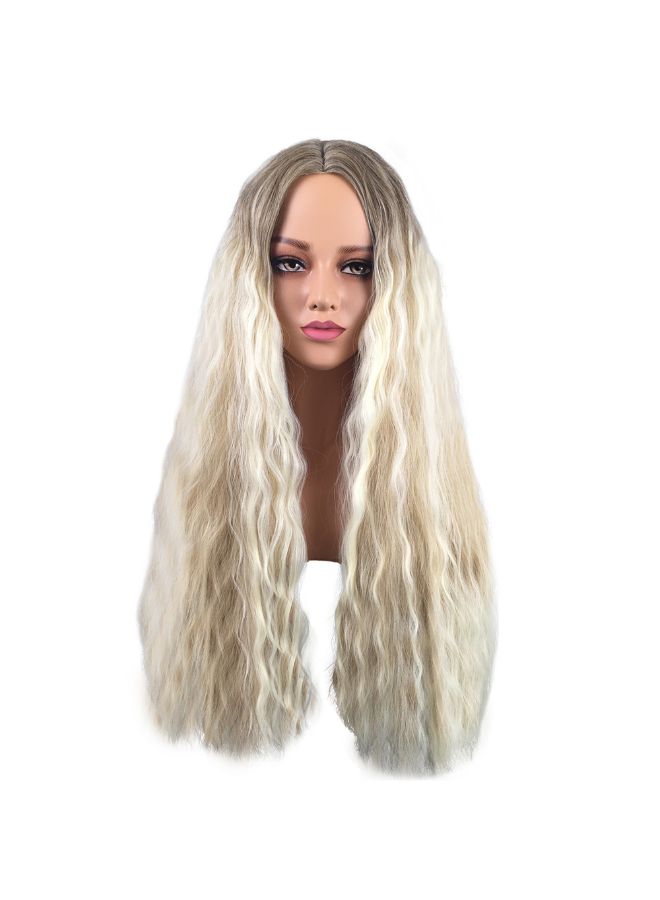 فوبيري شعر مستعار صناعي برباط مزدوج وبضفيرتين وشعر صغير بالجبهة ذهبي 22x18x3سم - Image 5