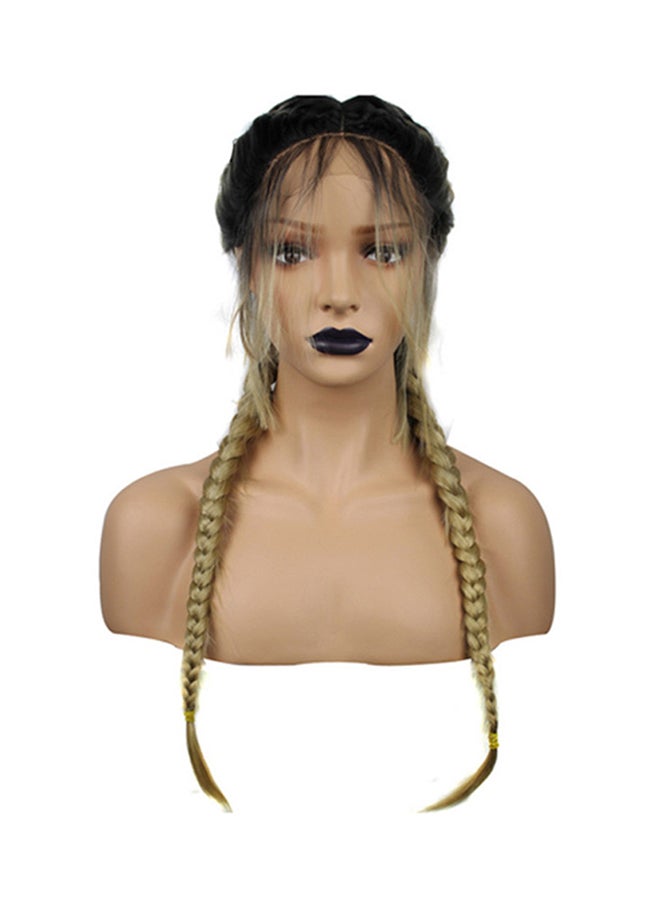 فوبيري شعر مستعار صناعي مضفر طويل بمقدمة من الدانتيل وبشعيرات ناعمة عند خط الشعر أسود 20x18x3سم - Image 1