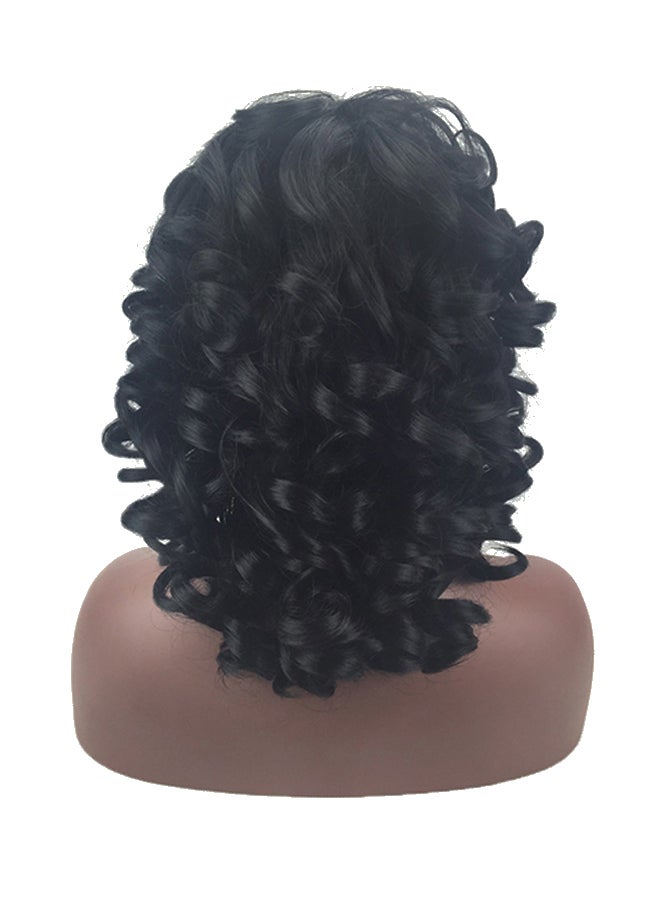 Voberry Brazilian Short Wavy Curly Parting High Temperature Fiber Wig Black 20x18x3cm - Image 1