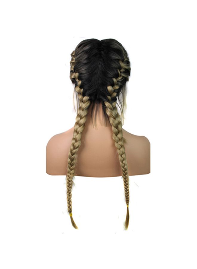فوبيري شعر مستعار صناعي مضفر طويل بمقدمة من الدانتيل وبشعيرات ناعمة عند خط الشعر أسود 20x18x3سم - Image 4