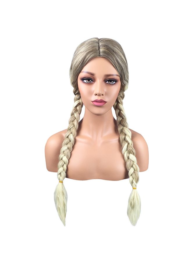 فوبيري شعر مستعار صناعي برباط مزدوج وبضفيرتين وشعر صغير بالجبهة ذهبي 22x18x3سم - Image 4