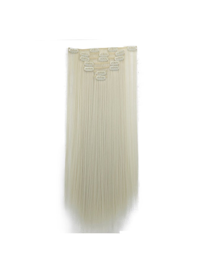Voberry 1-Piece 16 Clip In Hair Long Straight Fiber Wig White 18x15x3cm - Image 1