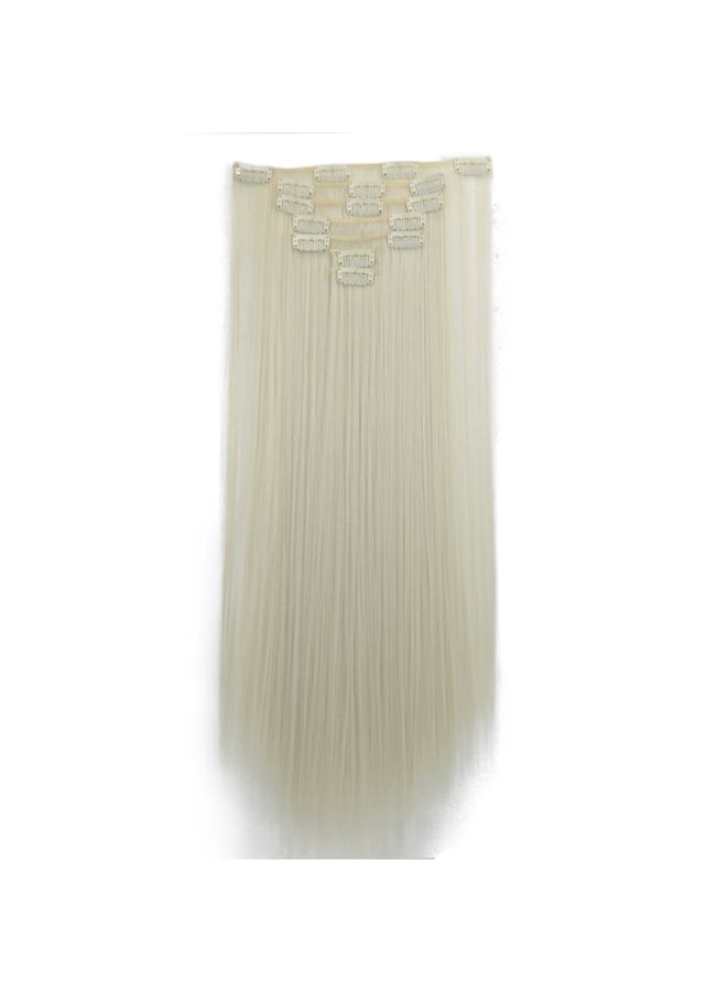 Voberry 1-Piece 16 Clip In Hair Long Straight Fiber Wig White 18x15x3cm - Image 2
