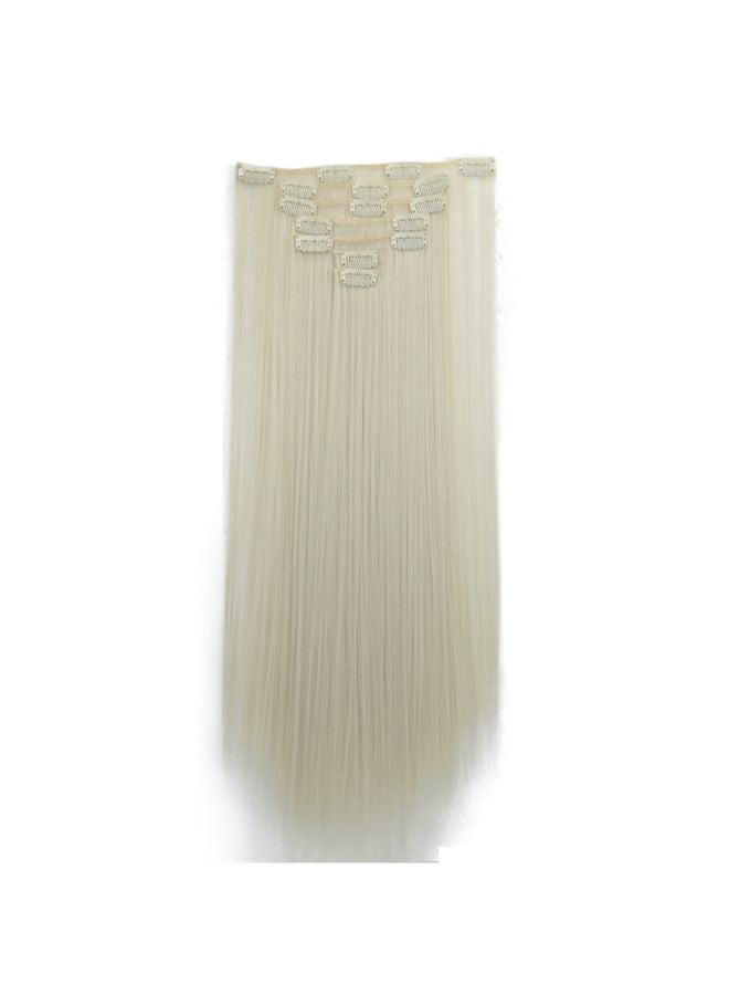 Voberry 1-Piece 16 Clip In Hair Long Straight Fiber Wig White 18x15x3cm - Image 3
