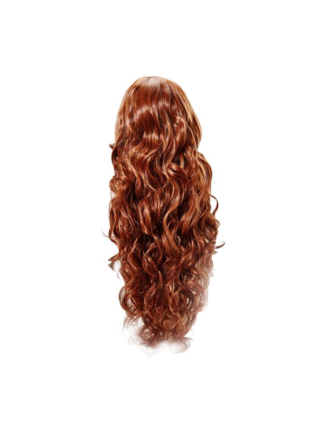 Voberry Heat Resistant Hair Blonde Long Curly Full Wig Brown 8x8x8cm - Image 2