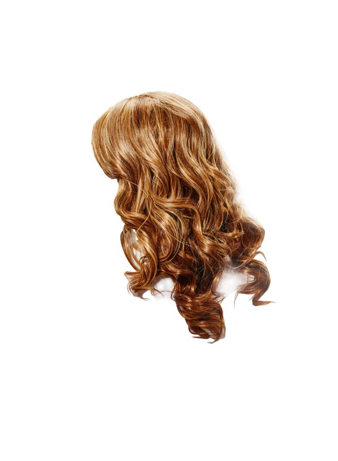 Voberry Heat Resistant Hair Blonde Long Curly Full Wig Brown 8x8x8cm - Image 2