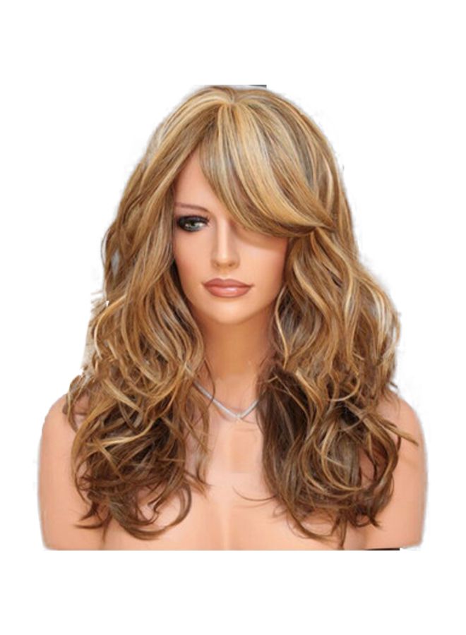 Voberry Heat Resistant Blonde Long Curly Full Wig Brown 7x7x5cm - Image 3