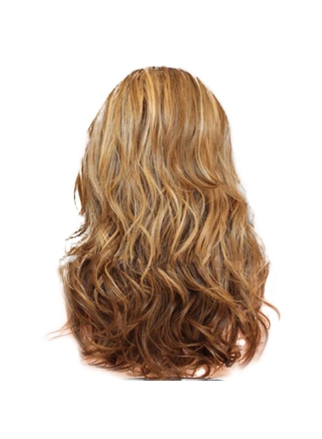 Voberry Heat Resistant Blonde Long Curly Full Wig Brown 7x7x5cm - Image 2