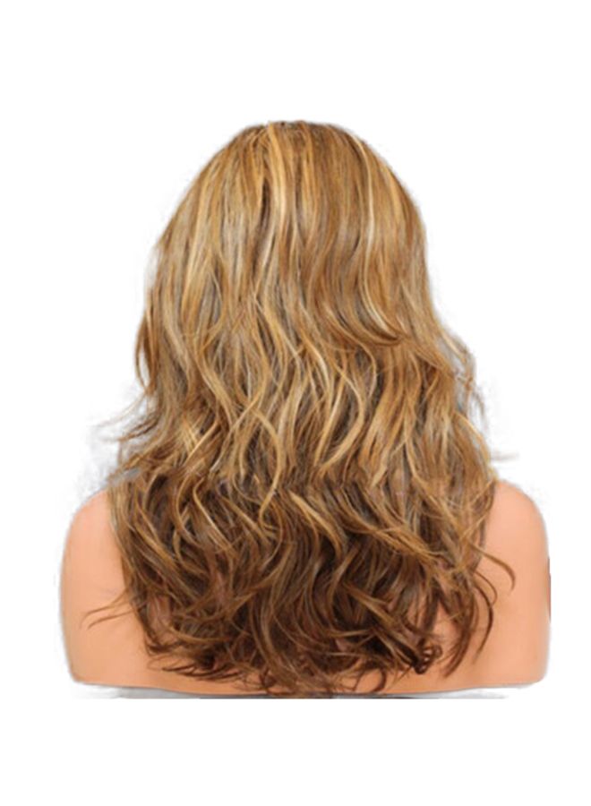 Voberry Heat Resistant Blonde Long Curly Full Wig Brown 7x7x5cm - Image 4