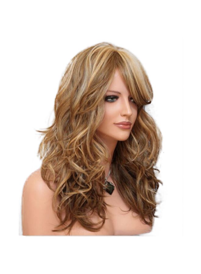 Voberry Heat Resistant Blonde Long Curly Full Wig Brown 7x7x5cm - Image 5