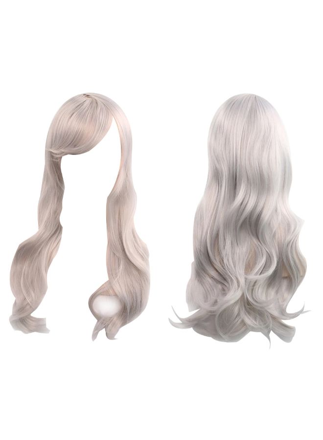 Voberry Heat Resistant Blonde Long Curly Hair Wig Grey 8x8x8cm - Image 2