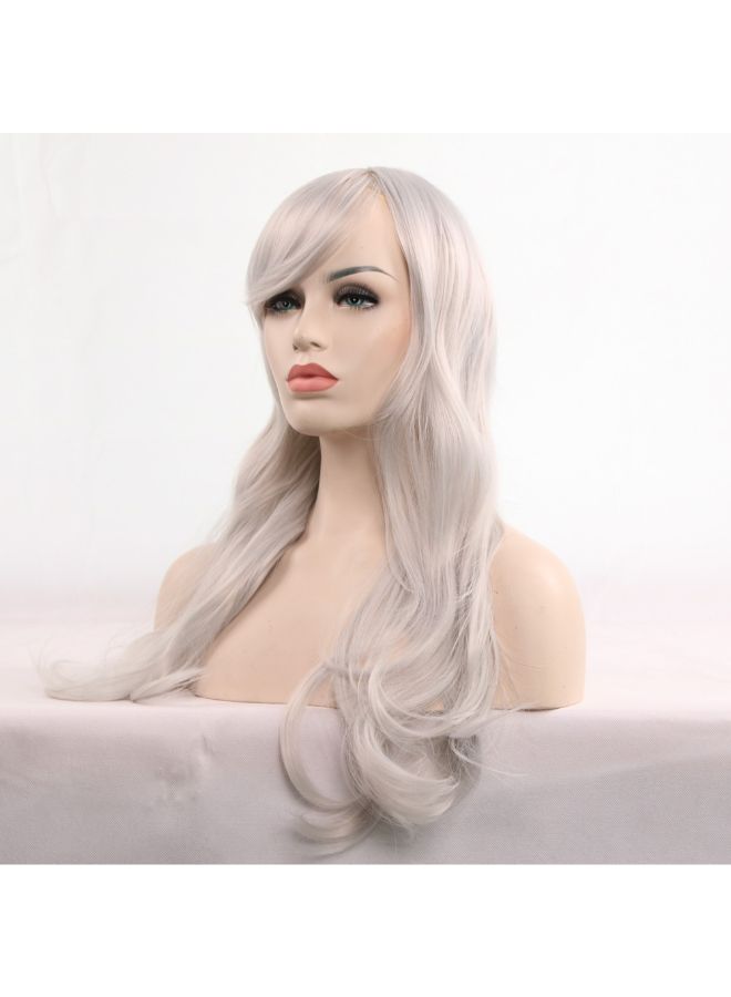 Voberry Heat Resistant Blonde Long Curly Hair Wig Grey 8x8x8cm - Image 3