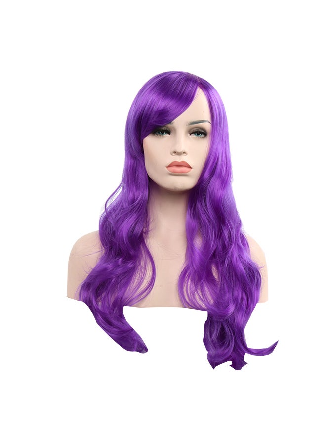 Voberry Heat Resistant Blonde Long Curly Hair Wig Purple 8x8x8cm - Image 1