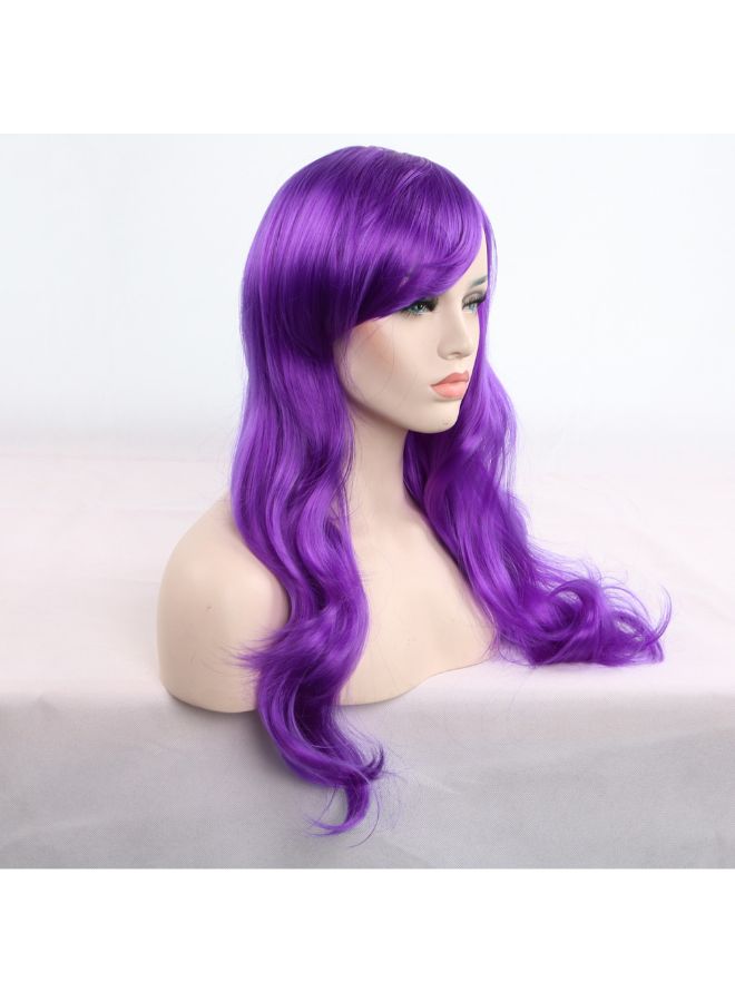 Voberry Heat Resistant Blonde Long Curly Hair Wig Purple 8x8x8cm - Image 4