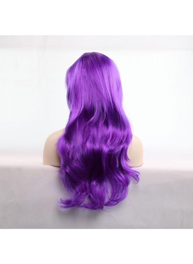 Voberry Heat Resistant Blonde Long Curly Hair Wig Purple 8x8x8cm - Image 5