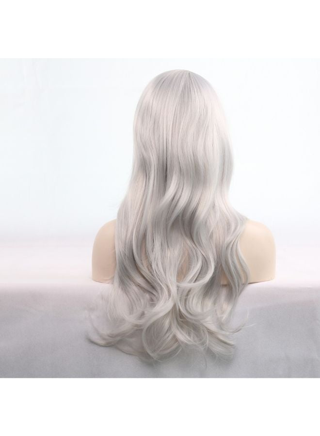 Voberry Heat Resistant Blonde Long Curly Hair Wig Grey 8x8x8cm - Image 5