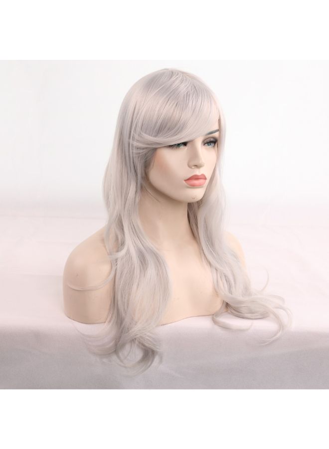 Voberry Heat Resistant Blonde Long Curly Hair Wig Grey 8x8x8cm - Image 4