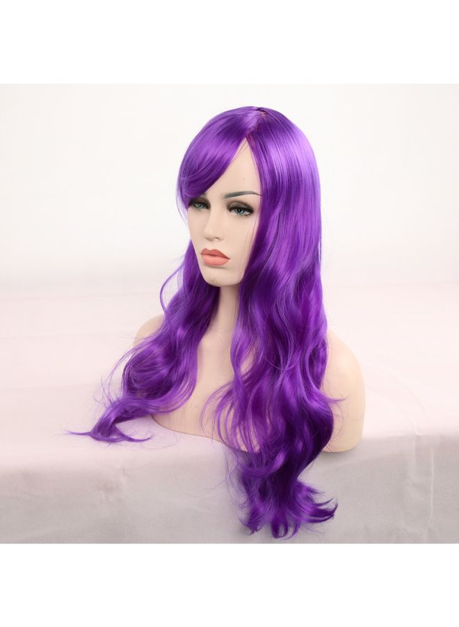 Voberry Heat Resistant Blonde Long Curly Hair Wig Purple 8x8x8cm - Image 3