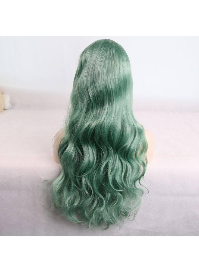 فوبيري شعر مستعار بطول كامل وتجاعيد طويلة ومقاوم للحرارة بلون أشقر نعناع أخضر 8x8x8سم - Image 5
