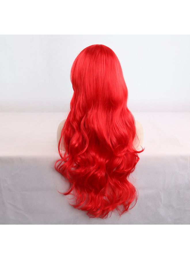 Voberry Heat Resistant Blonde Long Curly Full Wig Red 8x8x8cm - Image 3